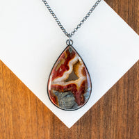 Teardrop Marcasite Plume with Drusy Necklace