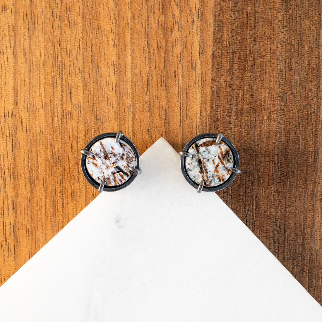 Round Astrophyllite Stud Earrings