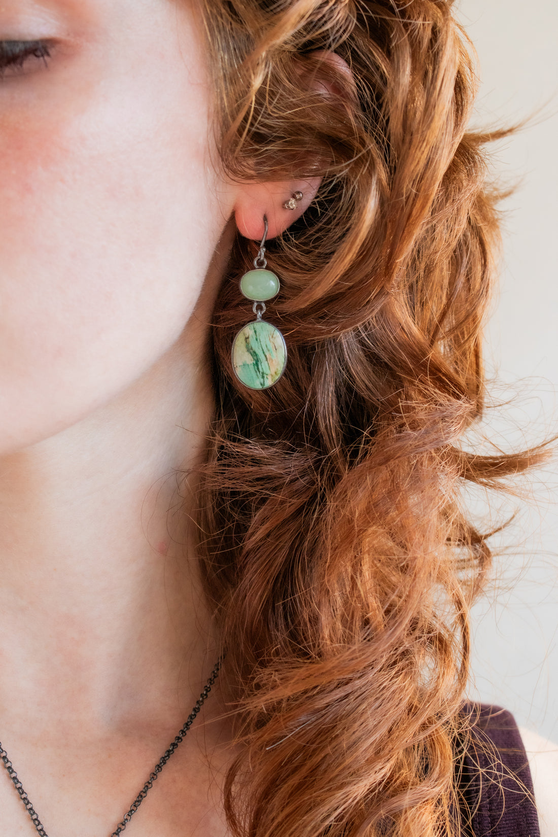 Aventurine & Petrified Cholla Wood Earrings