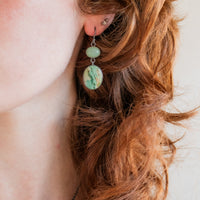 Aventurine & Petrified Cholla Wood Earrings