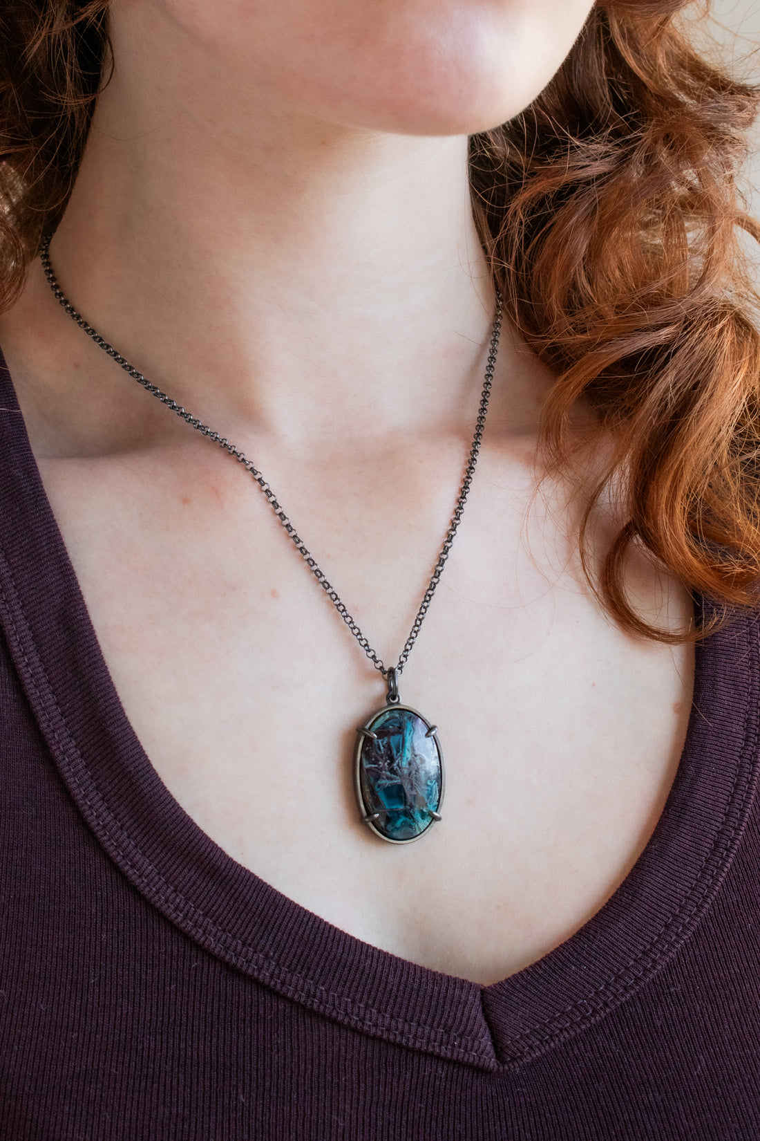 Oval Agate with Copper Necklace no. 2