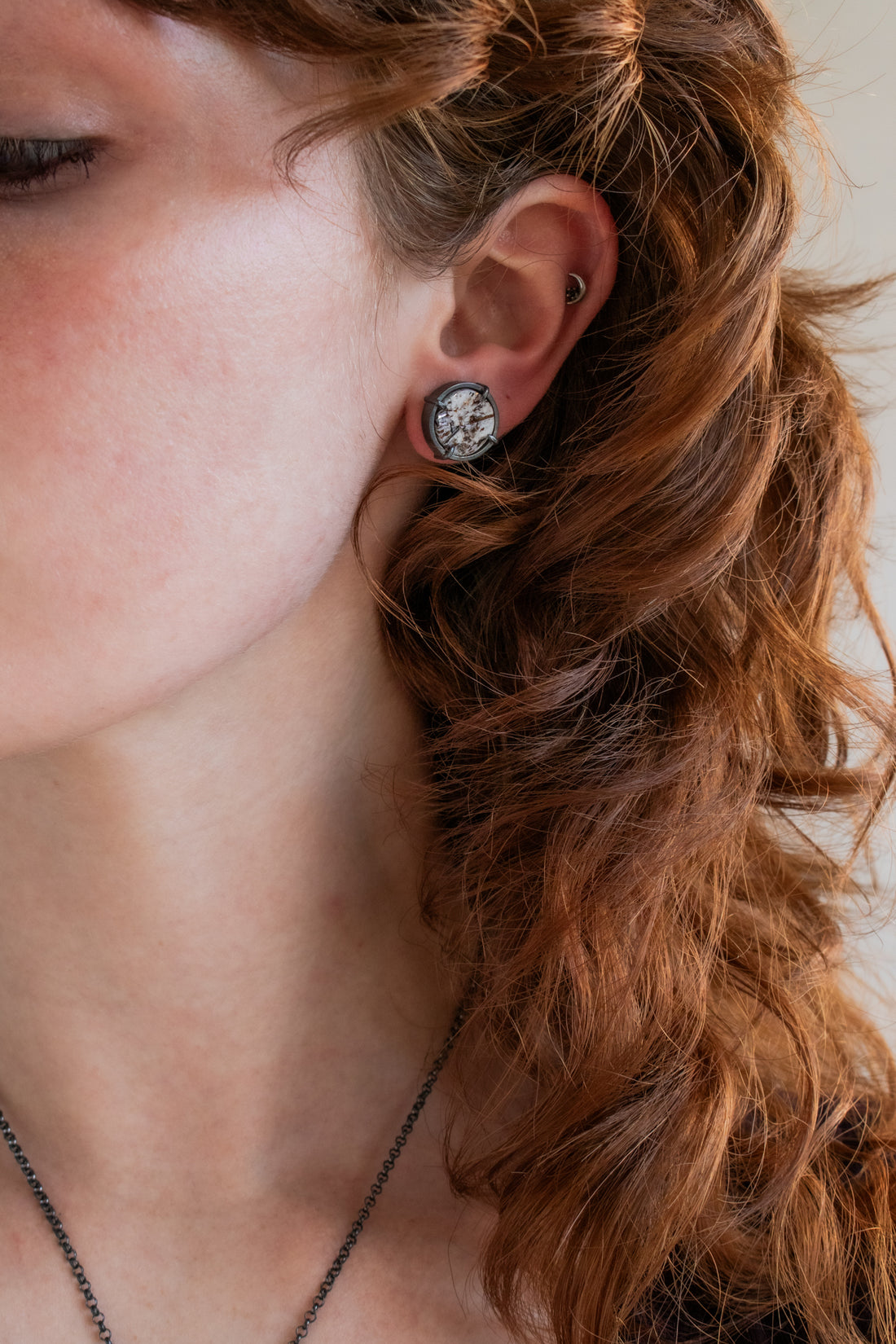 Round Astrophyllite Stud Earrings