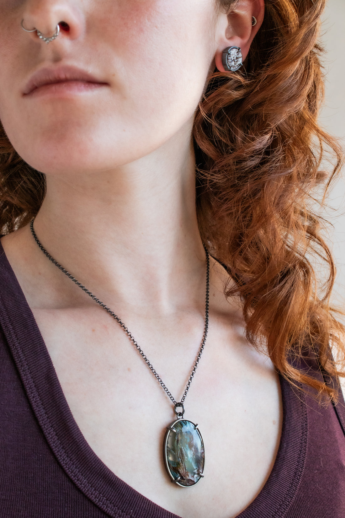 Oval Agate with Copper Necklace no. 1