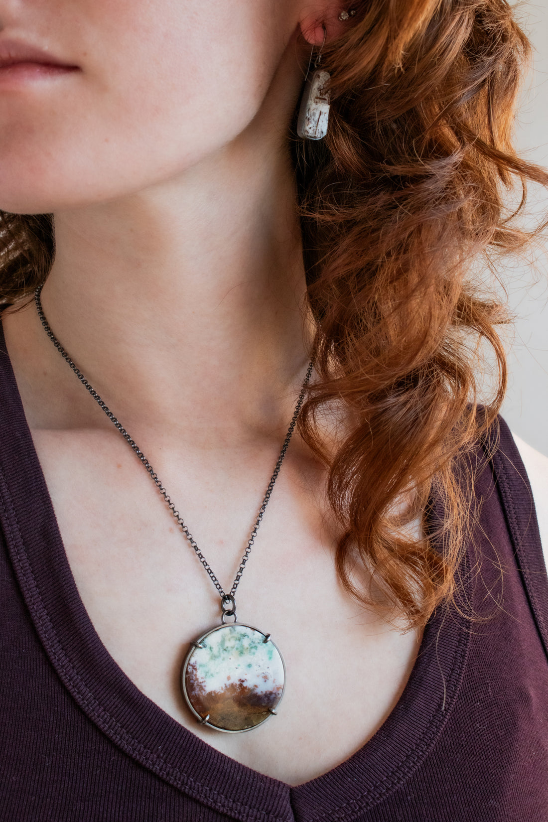 Round Opalized Petrified Wood Necklace