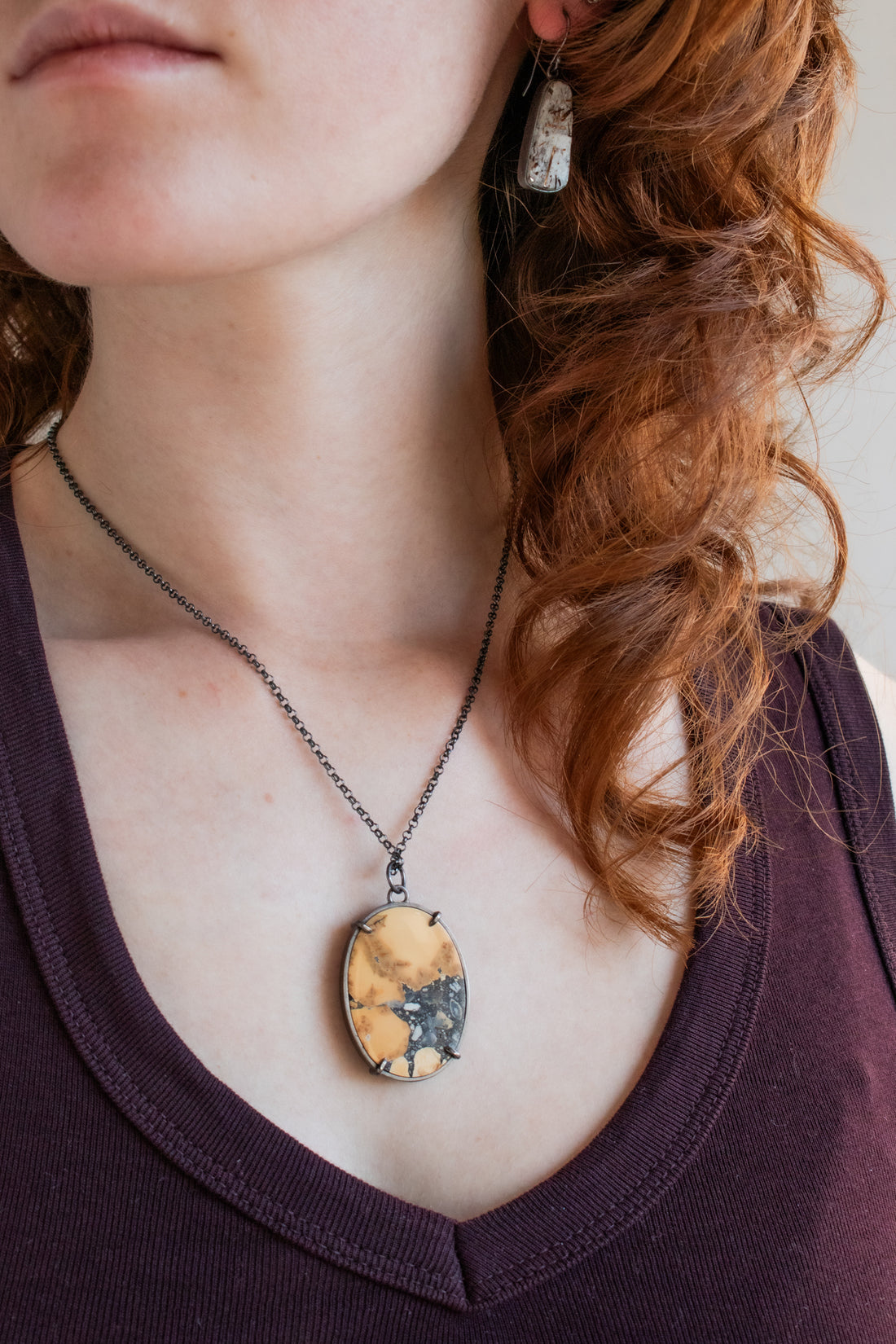 Oval Maligano Landscape Jasper Necklace