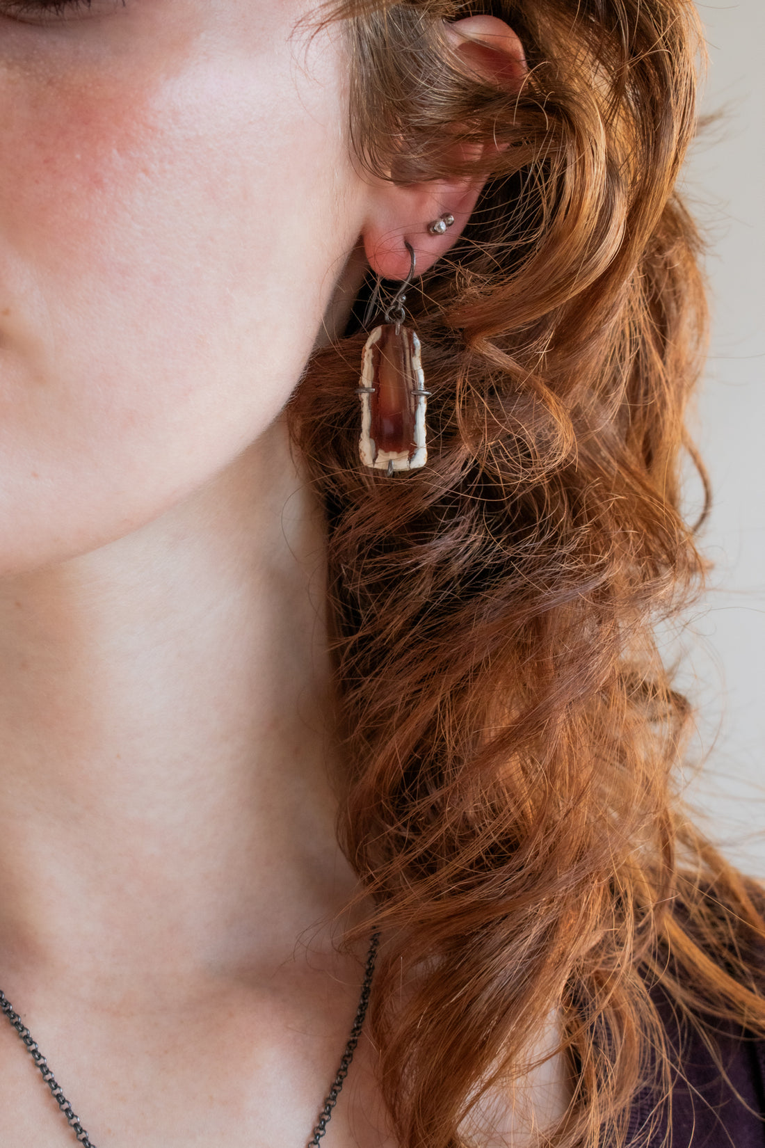 Sumatran Agate Natural Edge Earrings