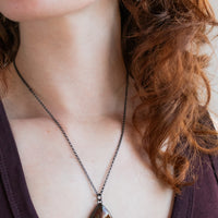 Teardrop Marcasite Plume with Drusy Necklace