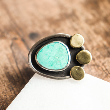 Size 7.5 | Hubei Turquoise Brass Ring