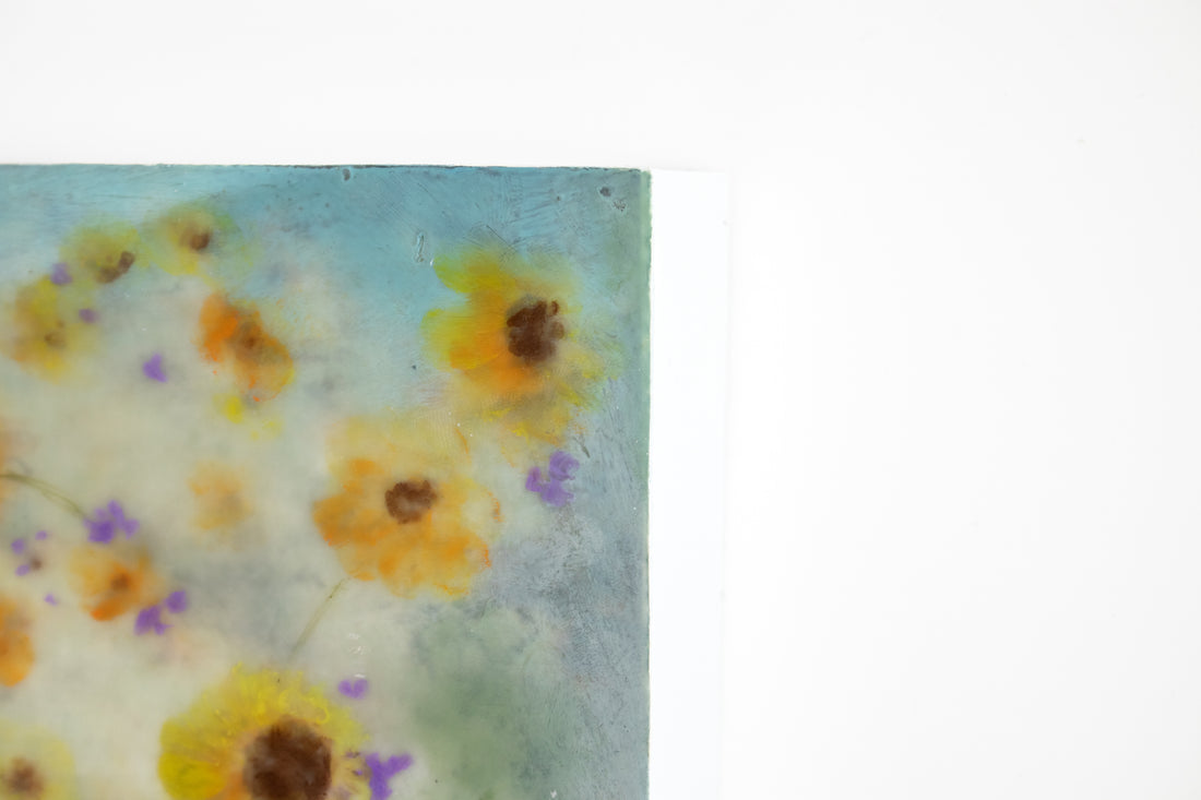 Yellow Wildflowers | 6x8 Encaustic
