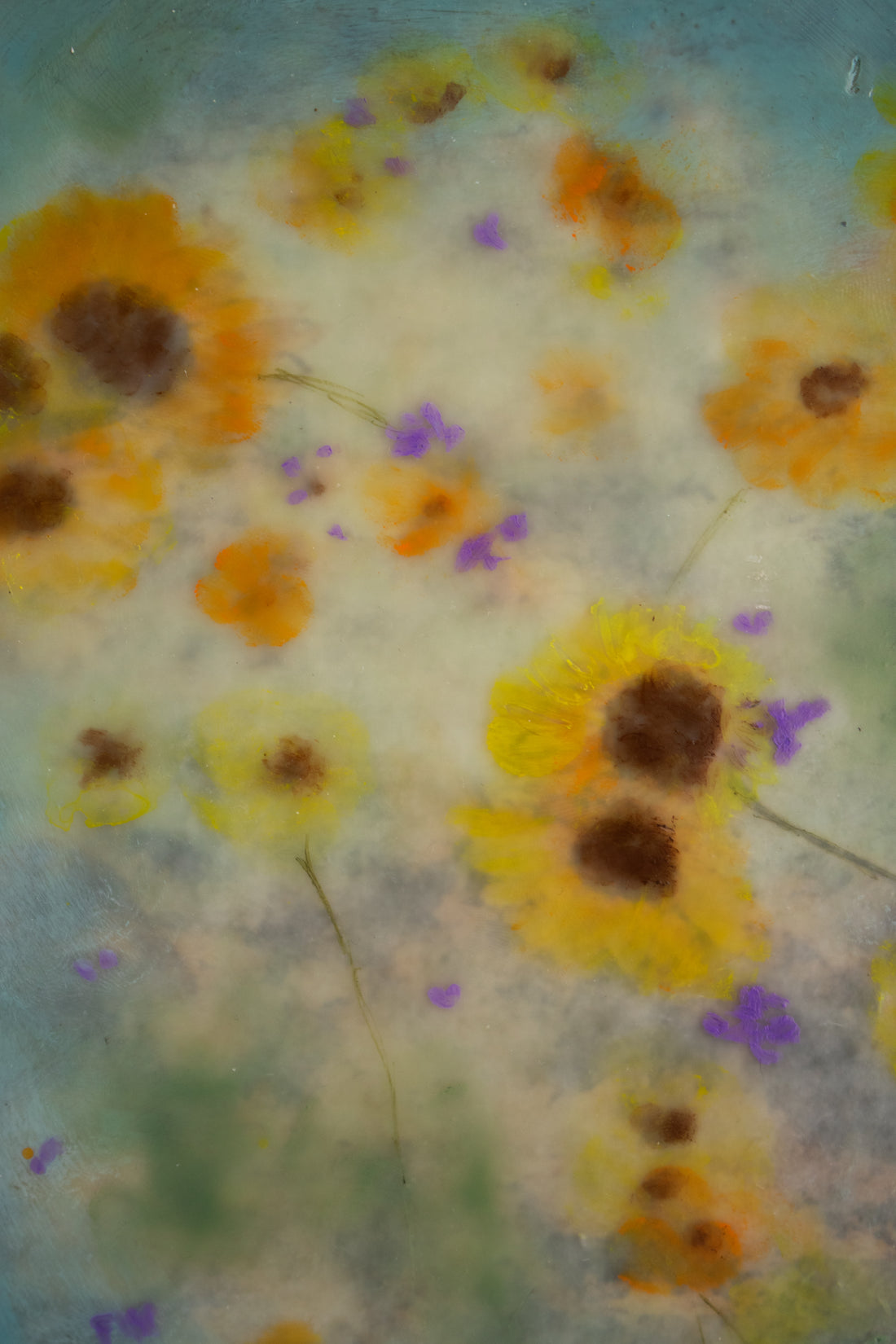 Yellow Wildflowers | 6x8 Encaustic
