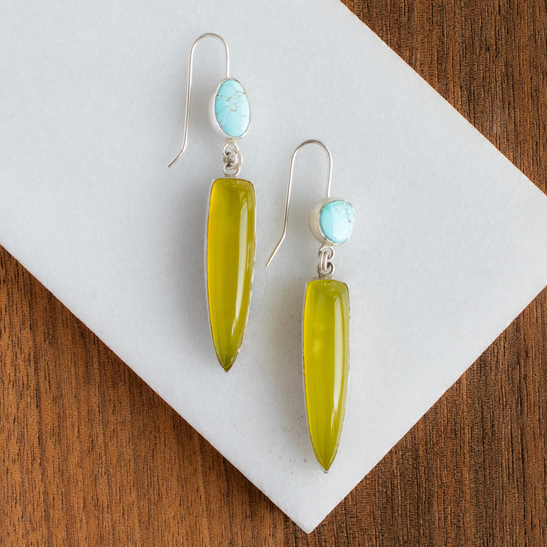 #8 Turquoise & Vesuvianite Dagger Earrings
