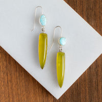 #8 Turquoise & Vesuvianite Dagger Earrings