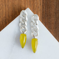 Vesuvianite & Curb Chain Earrings