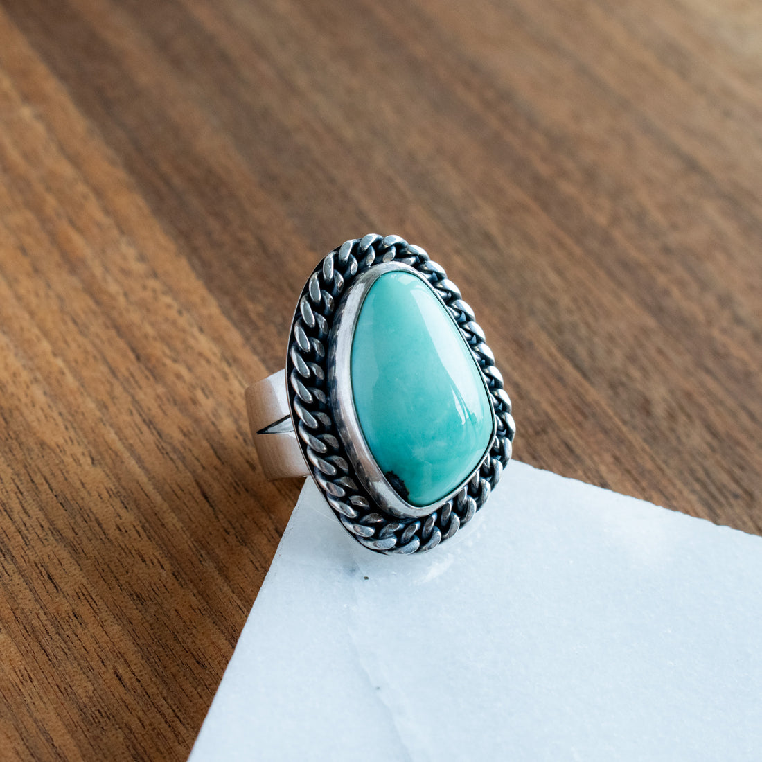 Size 9 | Variscite & Curb Chain Ring