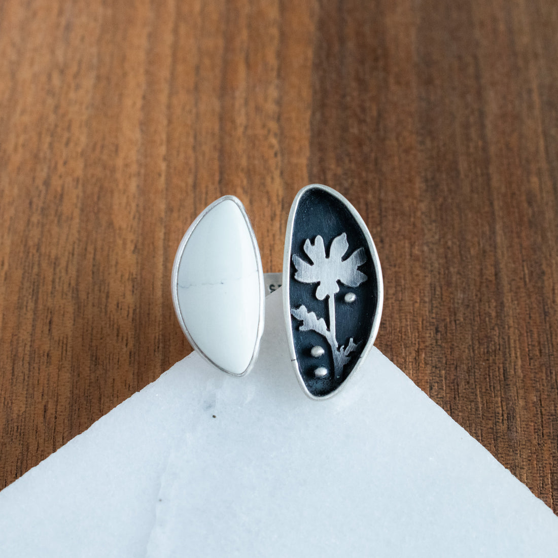 Size 8 | Ivory Creek Variscite & Cosmo Flower Shadowbox Ring