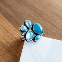 Size 7 | Aquamarine, Opal, Kyanite, & Turquoise Cluster Ring