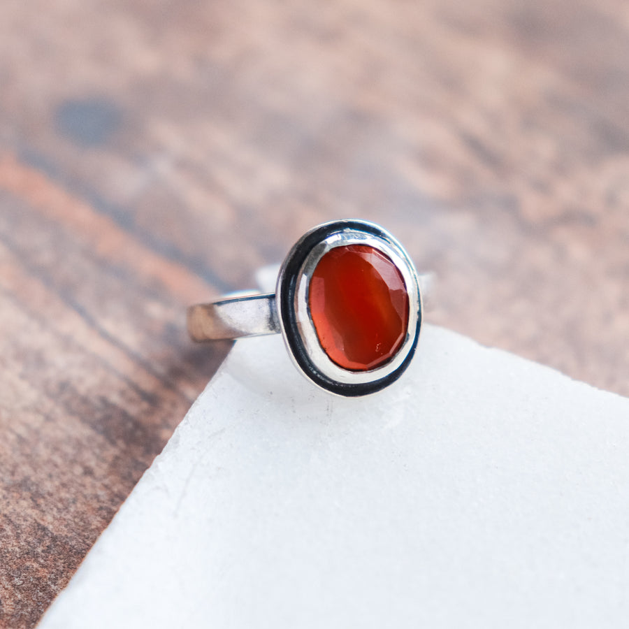 Size 7 | Botswana Agate Orange Ombre Ring