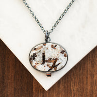 Astrophyllite Oval Rose Gold Dot Necklace