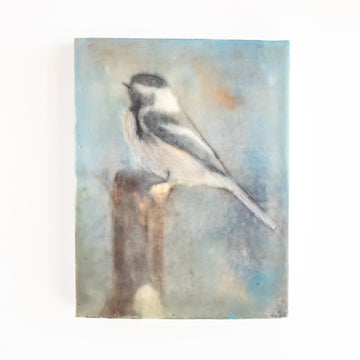 Chickadee | 6x8 Encaustic