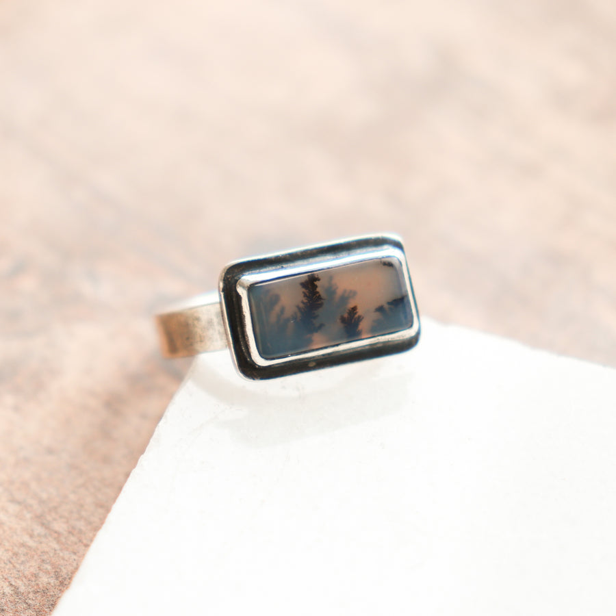 Size 7.25 | Dendritic Agate Rectangle Ring