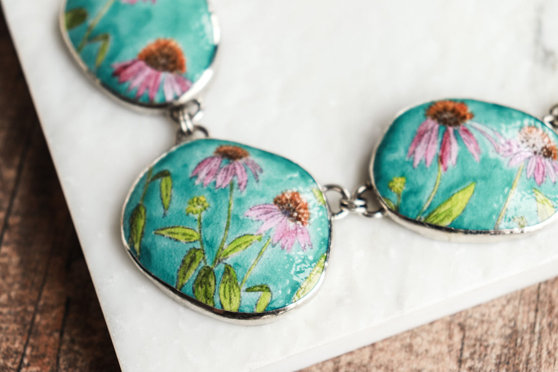 Echinacea Triptych Necklace