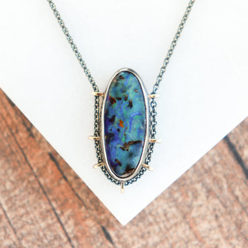 Australian Boulder Opal 14k Suspension Necklace