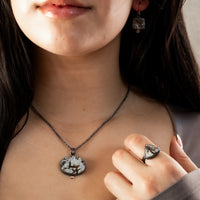 Astrophyllite Oval Rose Gold Dot Necklace