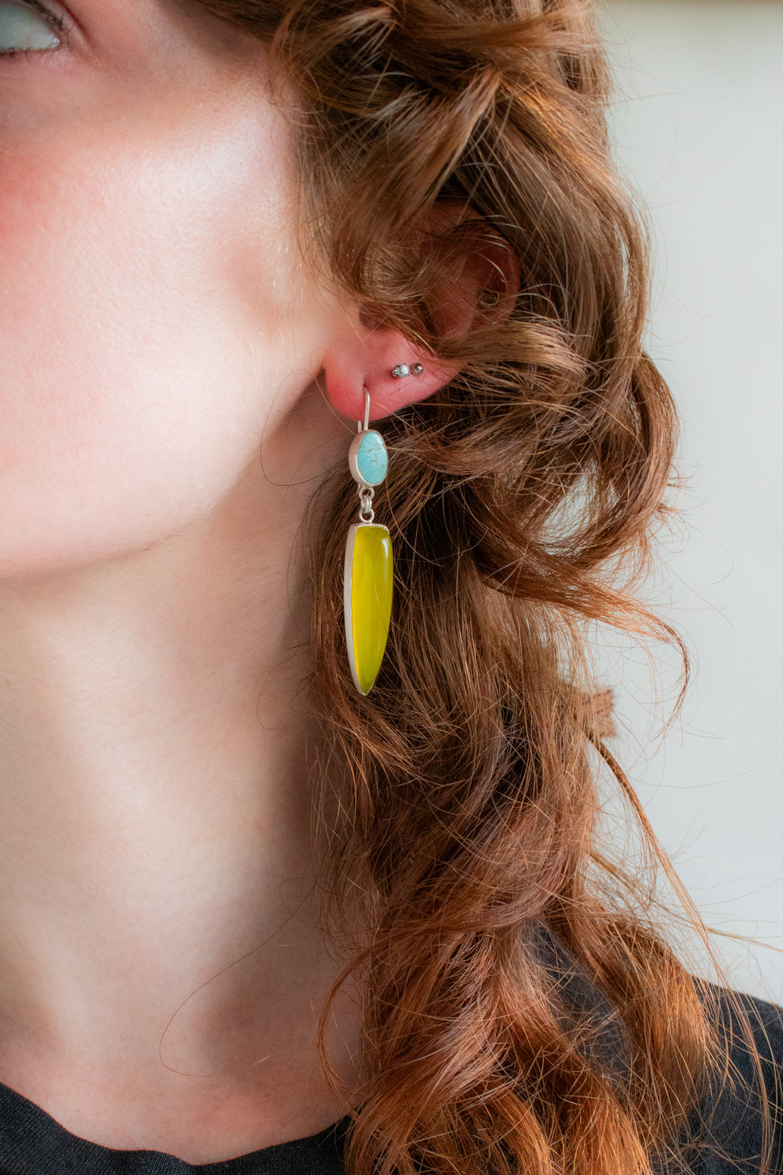 #8 Turquoise & Vesuvianite Dagger Earrings