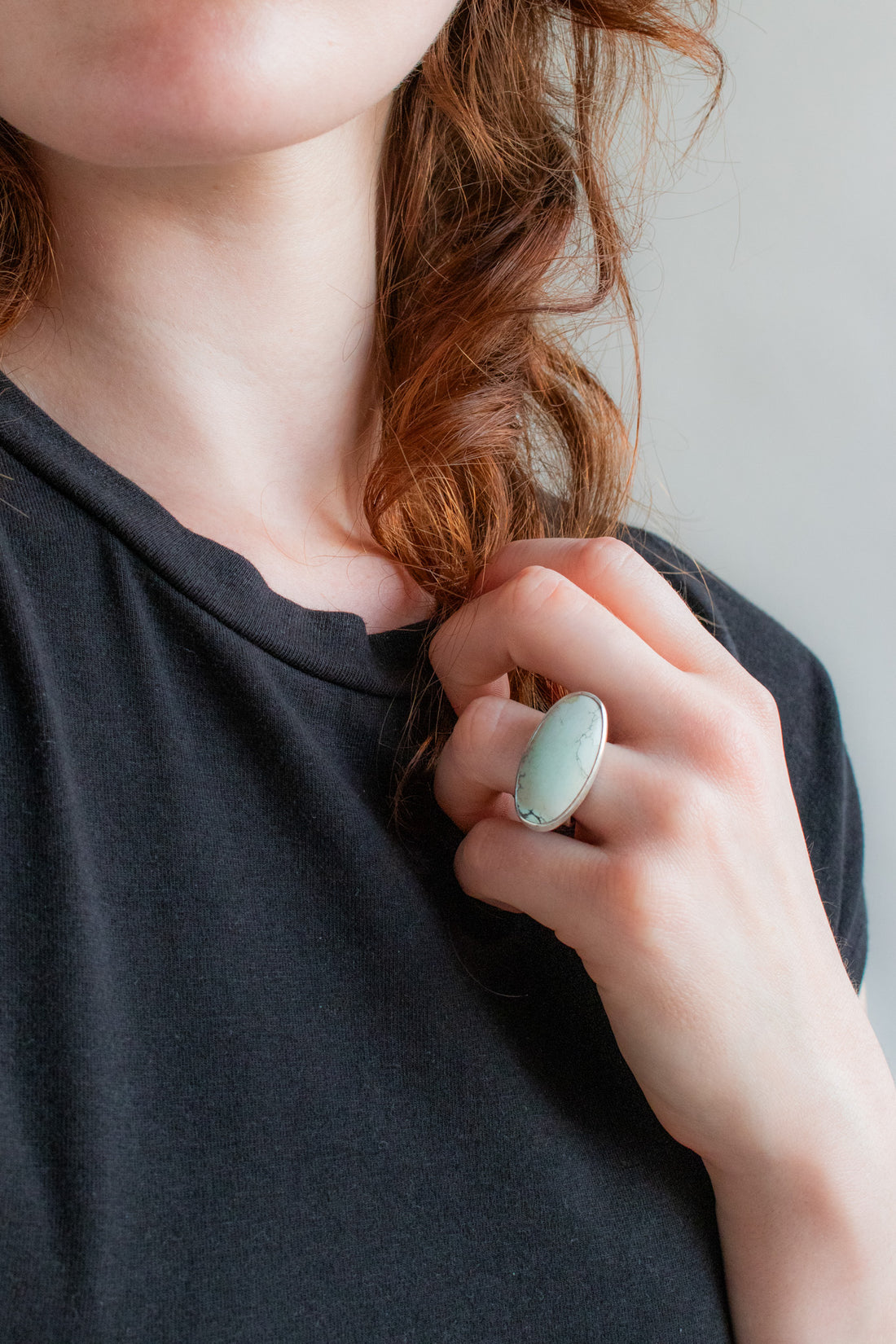 Size 7.5 | Yungai Turquoise & Botanical Band Ring