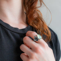Size 7.5 | Prehnite & Silver Succulent Ring
