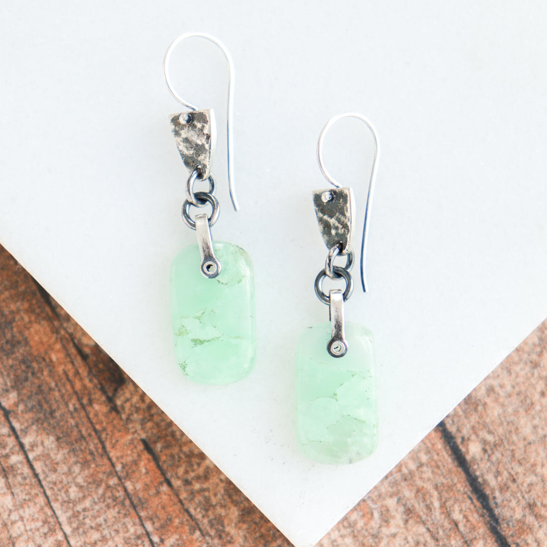 Small Chrysoprase Lunar Tab Earrings