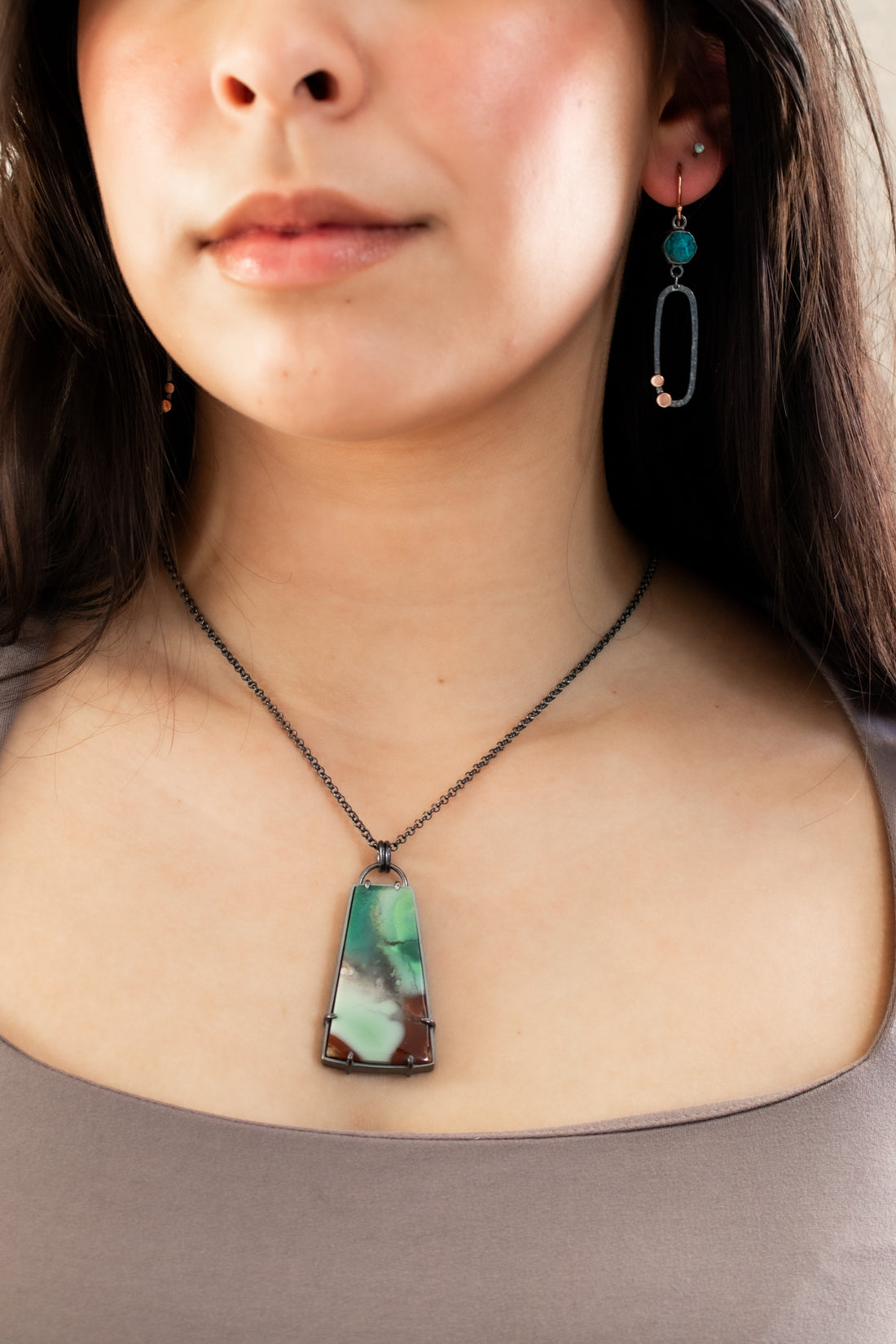 Trapezoid Opalized Petrified Wood Necklace