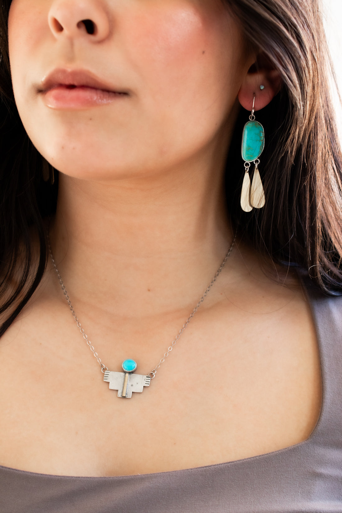 Royston Turquoise with Brass Step Necklace