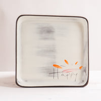 Large Square Plate | Happy