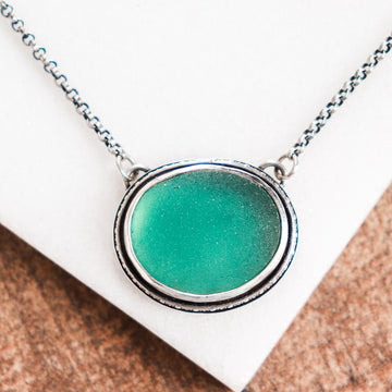 Aqua Japanese Sea Glass Necklace