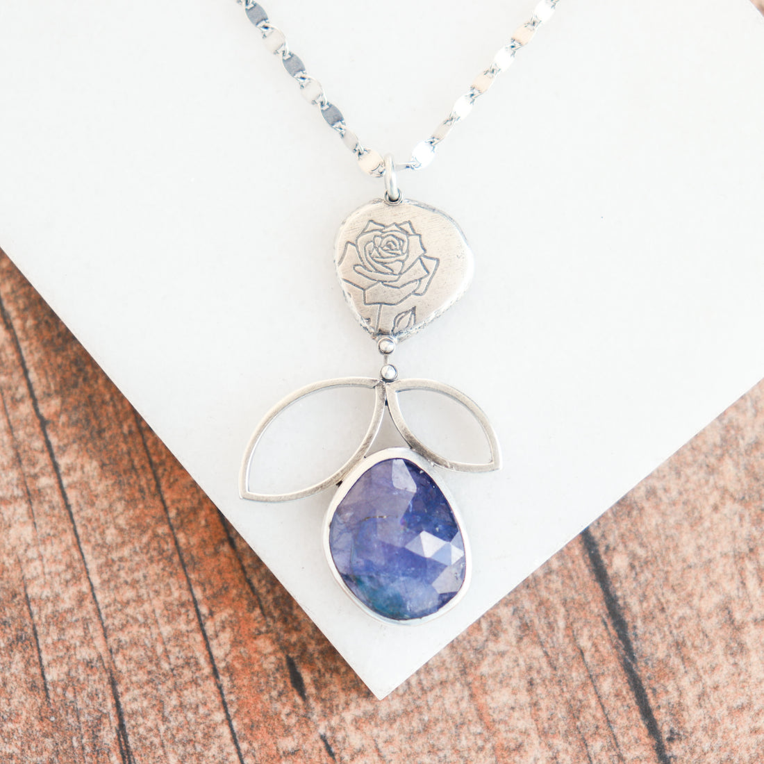 Purple Tanzanite Leaf Necklace