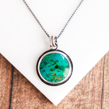 Chrysocolla Malachite Circle Necklace