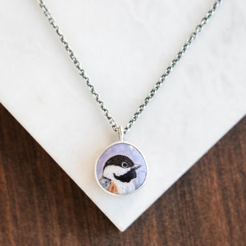 Chickadee Enamel Necklace