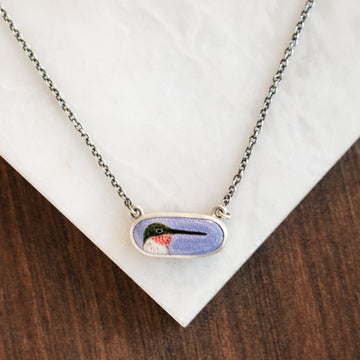 Hummingbird Enamel Necklace