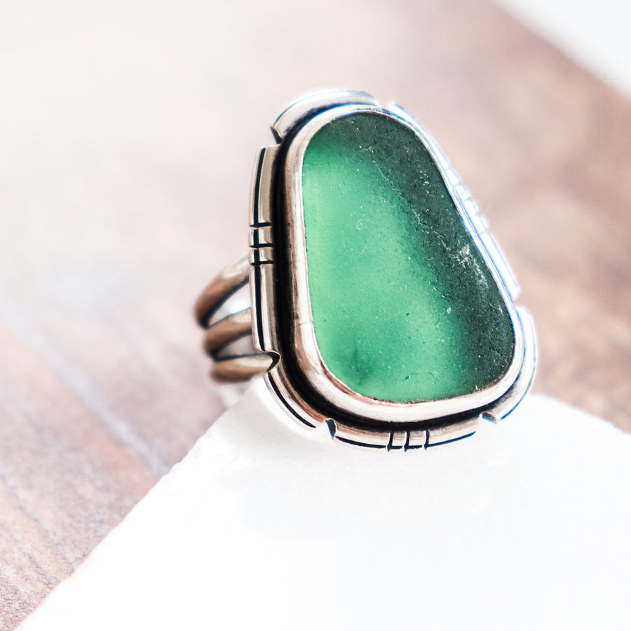 Size 8.5 | Aqua Spain Sea Glass Ring