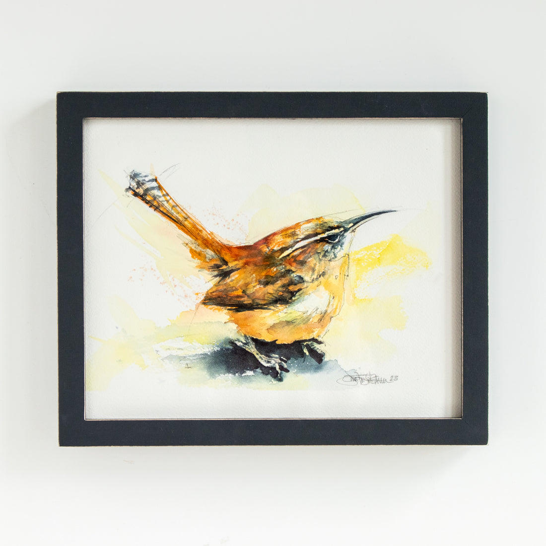 Yellow/Orange Wren Watercolor | 10x12