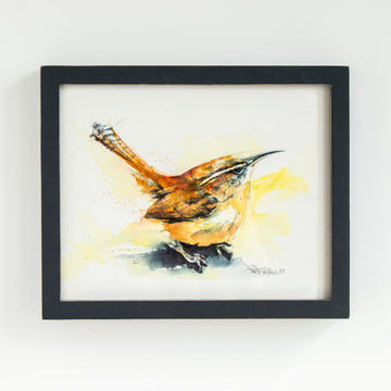 Yellow/Orange Wren Watercolor | 10x12
