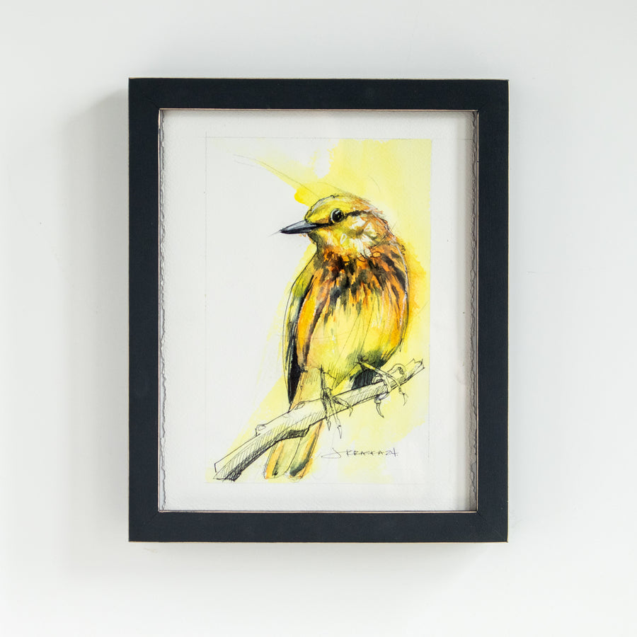 Yellow Bird Perched | 9x11