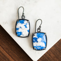 Rectangle Cloud Plume Agate Earrings