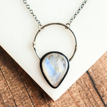 Moonstone Hoop Teardrop Necklace no.2