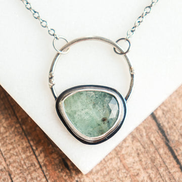 Aquamarine Hoop Necklace