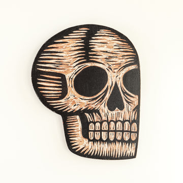 Skull 9x11 | Painted Wood Carving