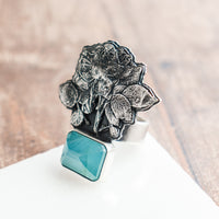 Size 7.5 | Aquamarine Rose Ring
