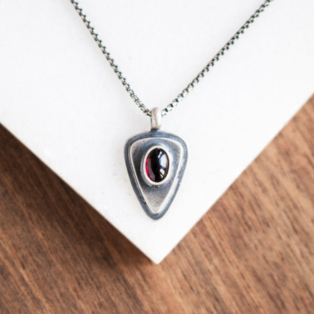 Garnet Anchor Necklace