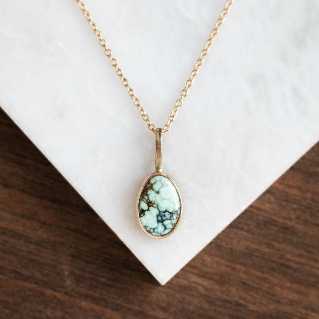 Poseidon Variscite Oval 14k Necklace